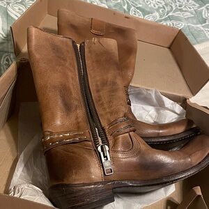 Bed Stu cobbler series Women's Brown Leather Heeled Boots